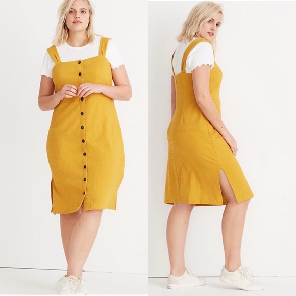 Madewell Dresses & Skirts - NEW Madewell Button Front Mustard Yellow Dress XXL